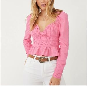 Free People Aurora Pink long sleeve top